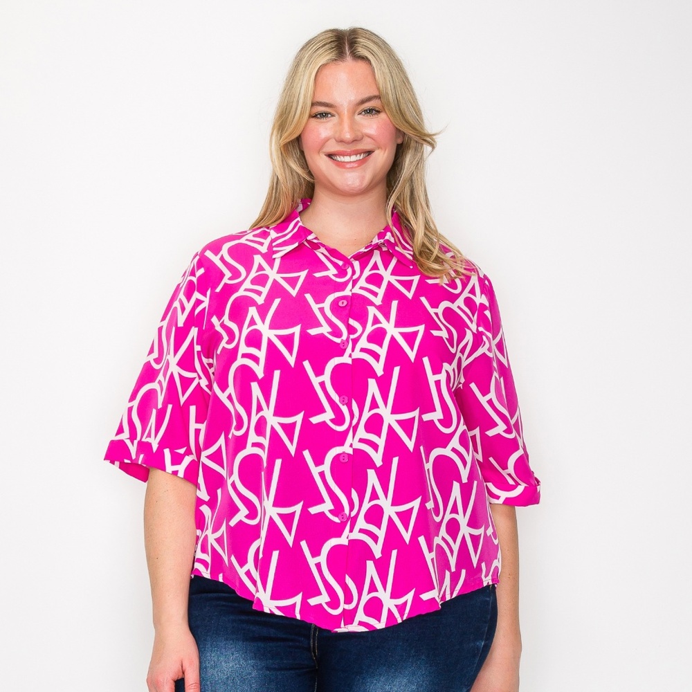 B-10003-5，Print top，Plus Size ，Curve Size，Brand new